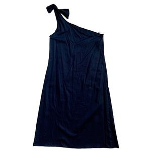 AGNES B Black Cotton Y2K One Shoulder Dress